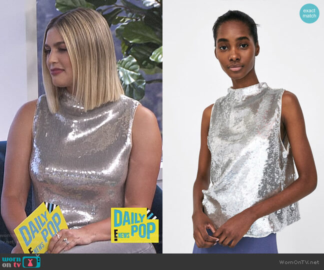 Zara Top with Sequins worn by Carissa Loethen Culiner on E! News