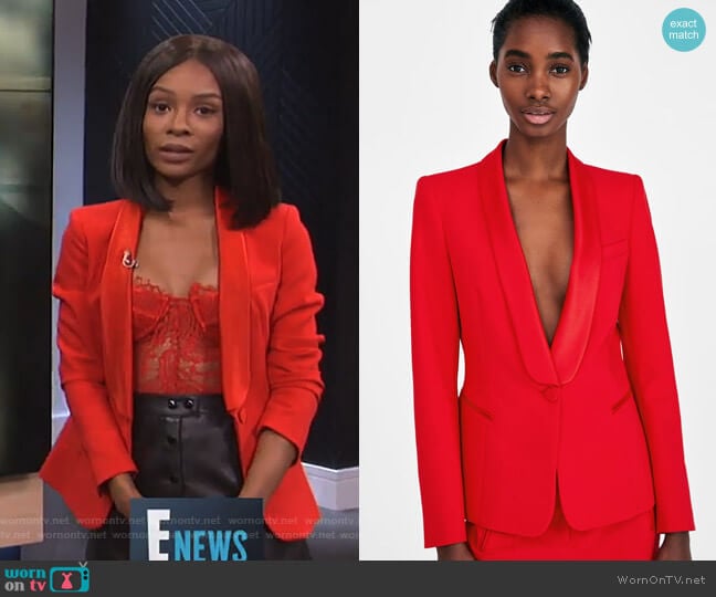 Zara Tuxedo Style Blazer worn by Zuri Hall on E! News