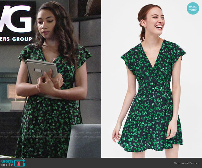 Zara Short Floral Print Dress worn by Shauna (Camryn Hamm) on The Young and the Restless