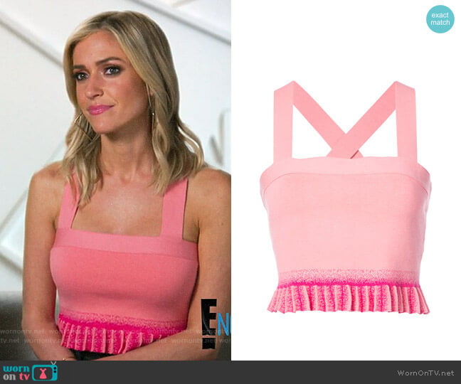 Derek Lam 10 Crosby Knit Crop Top With Pleated Ruffle Hem worn by Kristin Cavallari on Very Cavallari