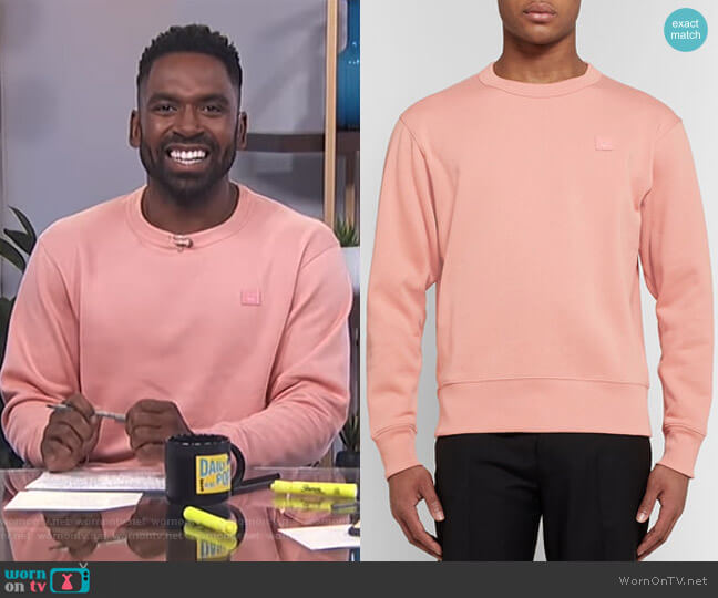 Acne Studios Fairview Fleece-Back Cotton-Jersey Sweatshirt worn by Justin Sylvester on E! News