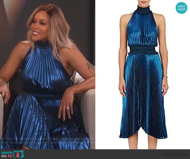 ALC Kravitz Lamé Halter Dress worn by Eve on The Talk