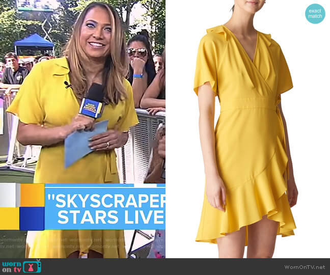 Whistles Abigail Frill Wrap Dress worn by Ginger Zee on Good Morning America