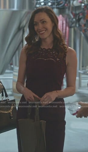 Abigail’s burgundy embroidered dress on Good Witch