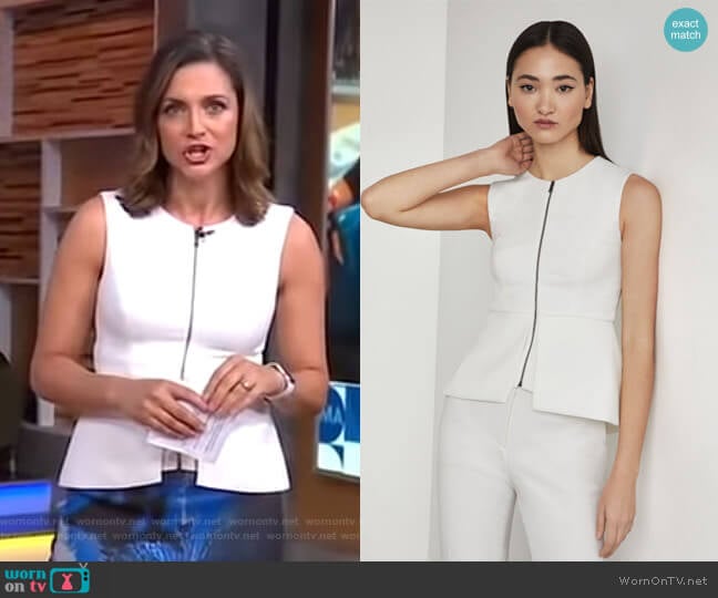 Bcbgmaxazria Abrielle Zip-Front Peplum Top worn by Paula Faris on Good Morning America