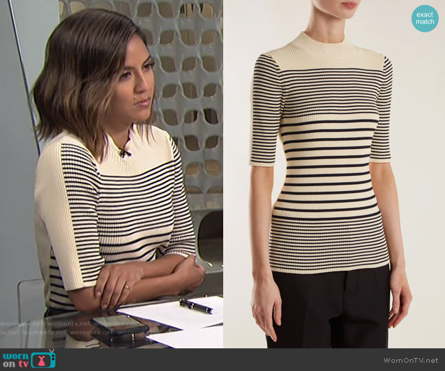 Acne Studios Wimna Striped Ribbed-Knit Top worn by Erin Lim on E! News