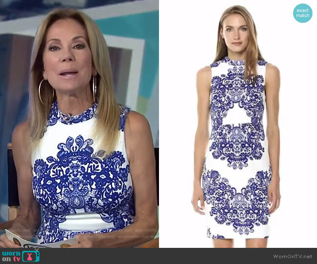 Adrianna Papell Lace Printed Mock Neck Sleeveless Dress worn by Kathie Lee Gifford on Today