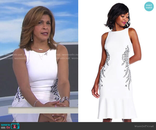 Adrianna Papell Crepe Trumpet Dress with Vine Embroidery worn by Hoda Kotb on Today