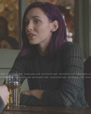 Alannah’s green striped sweater on Nashville