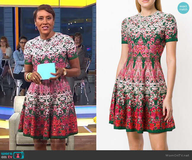 Alexander McQueen Floral Printed Dress worn by Robin Roberts on Good Morning America