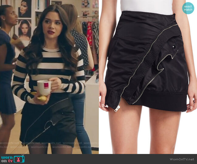 Alexander Wang Deconstructed Bomber Miniskirt worn by Jane Sloan (Katie Stevens) on The Bold Type