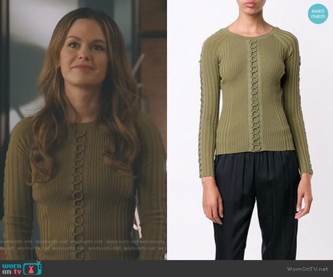 Alexander Wang Lace-Up Detail Sweater worn by Samantha Swift (Rachel Bilson) on Take Two