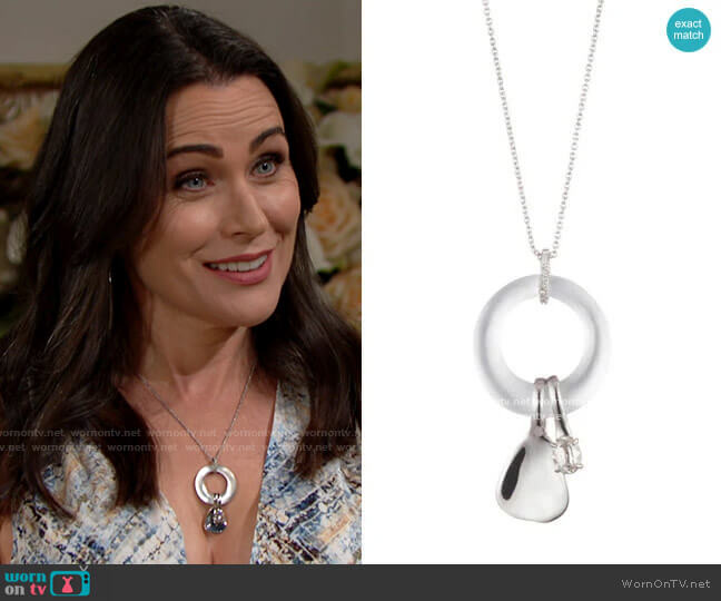 Alexis Bittar Circle Link Necklace with Liquid Metal Charms worn by Quinn Fuller (Rena Sofer) on The Bold and the Beautiful