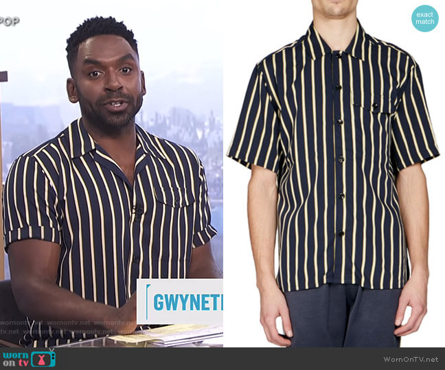 Ami Striped Button-Front Shirt worn by Justin Sylvester on E! News