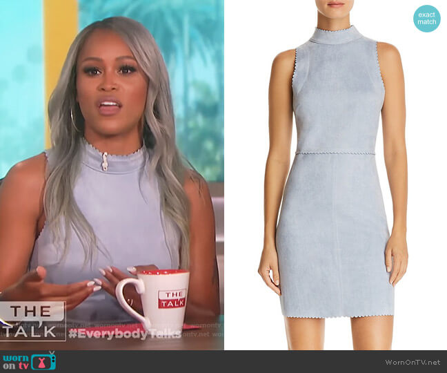 Aqua Scalloped Faux Suede Sheath Dress worn by Eve on The Talk
