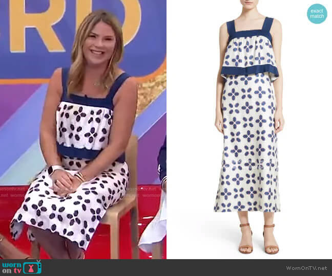 Tory Burch Avila Beetle Print Popover Bodice Dress worn by Jenna Bush Hager on Today