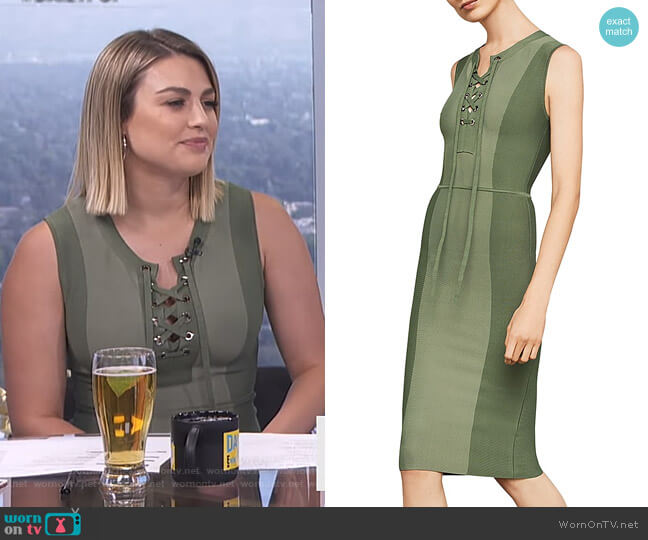 Bcbgmaxazria Safari Lace-Up Body-Con Dress worn by Carissa Loethen Culiner on E! News