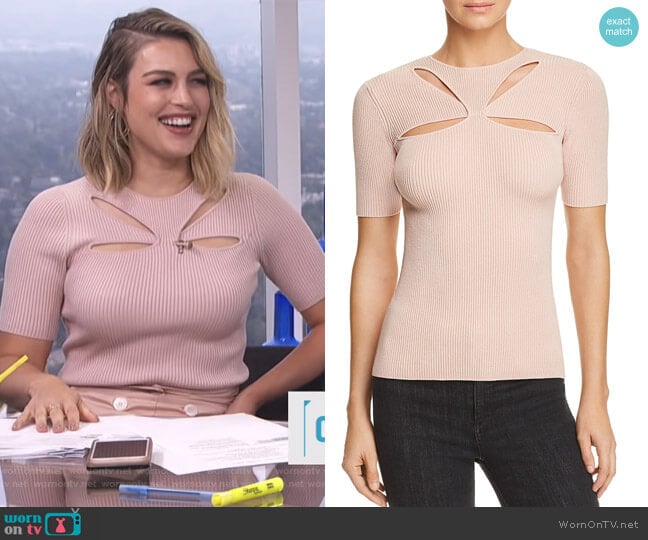 Bailey 44 Heart & Soul Cutout Sweater worn by Carissa Loethen Culiner on E! News