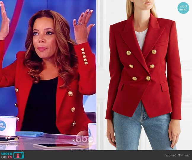 Balmain Double-breasted grain de poudre wool blazer worn by Sunny Hostin on The View