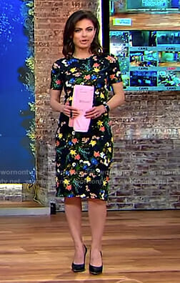 Bianna’s black floral short sleeve dress on CBS This Morning