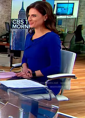 Bianna’s blue folded neck dress on CBS This Morning