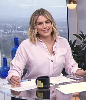Carissa’s pink button shirt on E! News Daily Pop