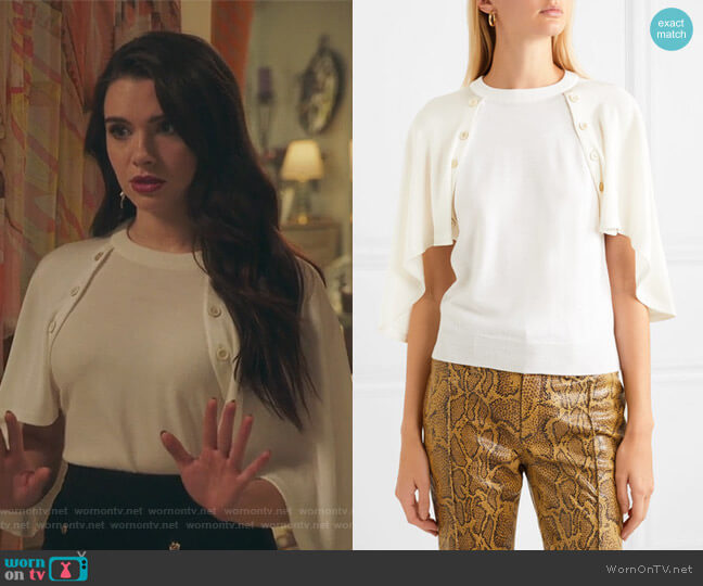 Chloe Cape-effect jersey and wool top worn by Jane Sloan (Katie Stevens) on The Bold Type