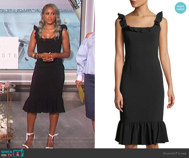 Cinq a Sept Opalina Square-Neck Flounce-Hem Cocktail Dress worn by Eve on The Talk