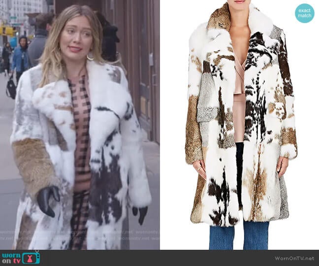 Co Rabbit Fur Coat worn by Kelsey Peters (Hilary Duff) on Younger