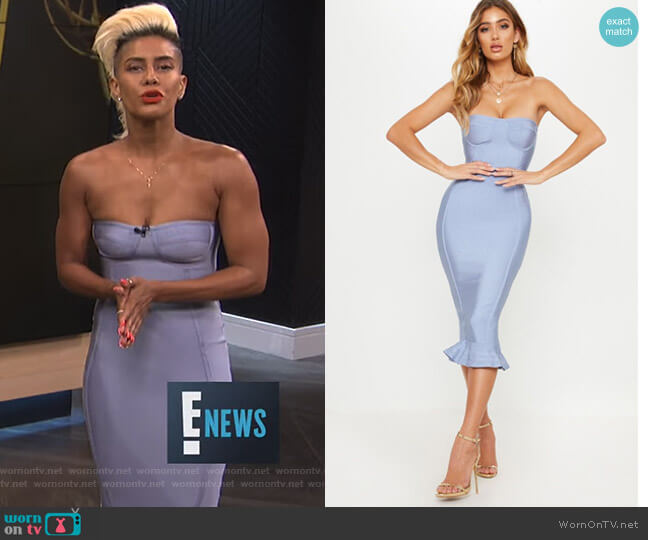Pretty Little Thing Frill Hem Bandage Midi Dress worn by Sibley Scoles on E! News