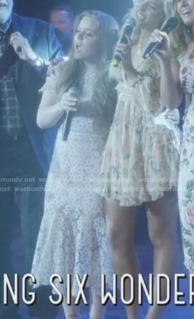 Daphne’s ivory lace midi dress on Nashville