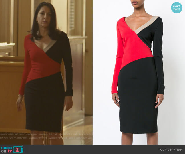 Diane Von Furstenberg Colourblocked Dress worn by Camila Vargas (Veronica Falcón) on Queen of the South