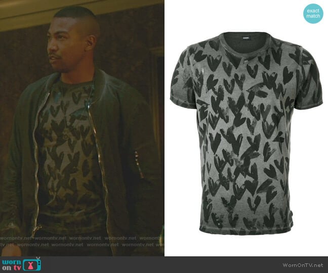 Diesel Heart Print T-Shirt worn by Marcel Gerard (Charles Michael Davis) on The Originals