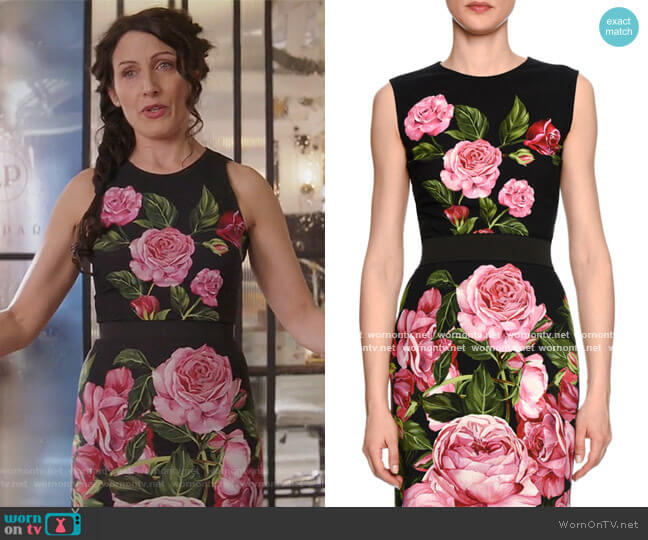 Rose-Print Crewneck Shell worn by Abby McCarthy (Lisa Edelstein) on Girlfriends Guide to Divorce
