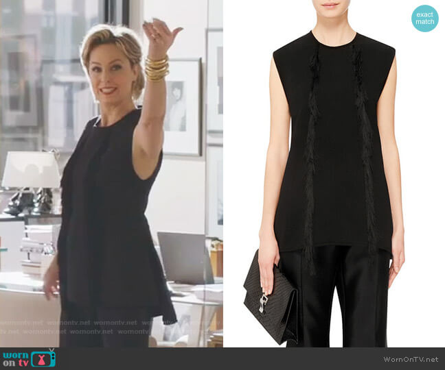 Ellery Tantalise Sleeveless Peplum Top with Fringe worn by Jacqueline (Melora Hardin) on The Bold Type