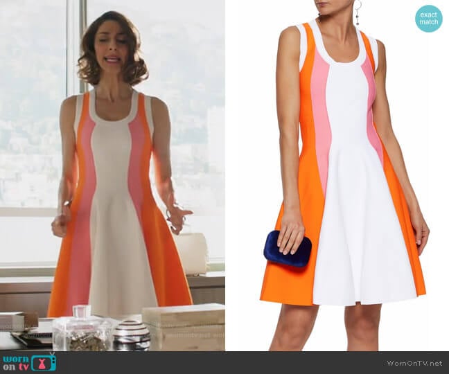 Emilio Pucci Paneled crepe mini dress worn by Delia (Necar Zadegan) on Girlfriends Guide to Divorce