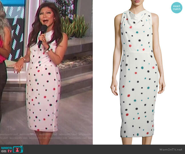 Emporio Armani Cosmic-Dot Racerback Sheath Midi Dress worn by Julie Chen on The Talk