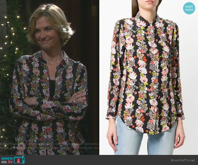 Equipment Floral Stripe Shirt worn by Eve Donovan (Kassie DePaiva) on Days of our Lives