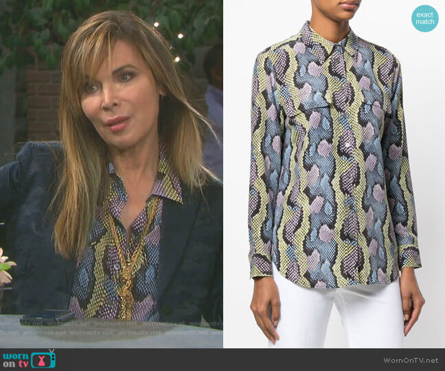 Equipment Snakeskin Print Blouse worn by Kate Roberts (Lauren Koslow) on Days of our Lives