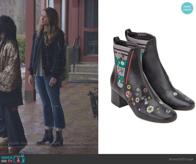 Fendi Floral Embroidered Boots worn by Liza Miller (Sutton Foster) on Younger