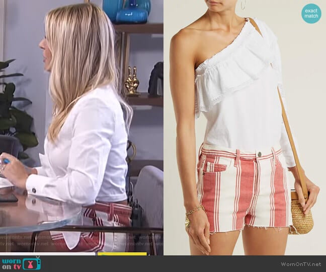 Frame Le Cut Off Striped Shorts worn by Morgan Stewart on E! News