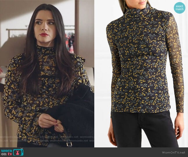 Ganni Tilden Mesh Turtleneck Top worn by Jane Sloan (Katie Stevens) on The Bold Type