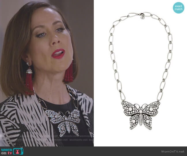 Gucci Butterfly Crystal-Embellished Necklace worn by Diana Trout (Miriam Shor) on Younger