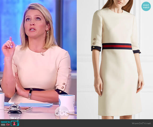Gucci Grosgrain-trimmed wool and silk-blend mini dress worn by Sara Haines on The View