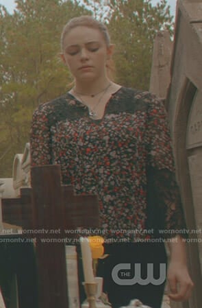 Hope’s black floral lace top on The Originals