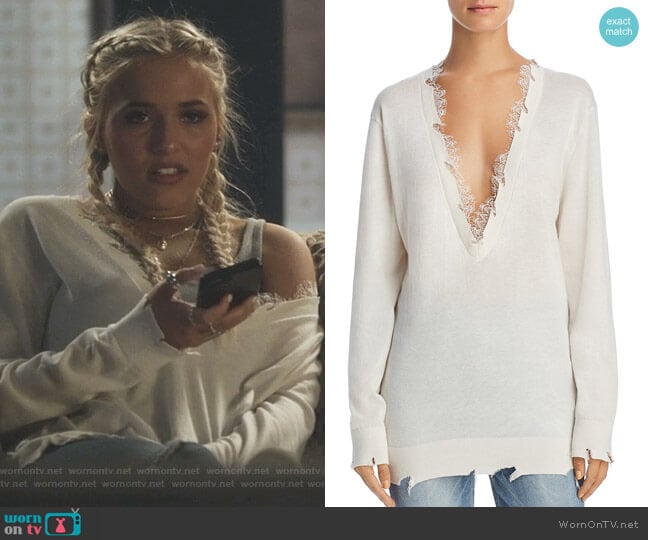 Iro Jeans Pao Lace-Trimmed Sweater worn by Maddie Jaymes (Lennon Stella) on Nashville