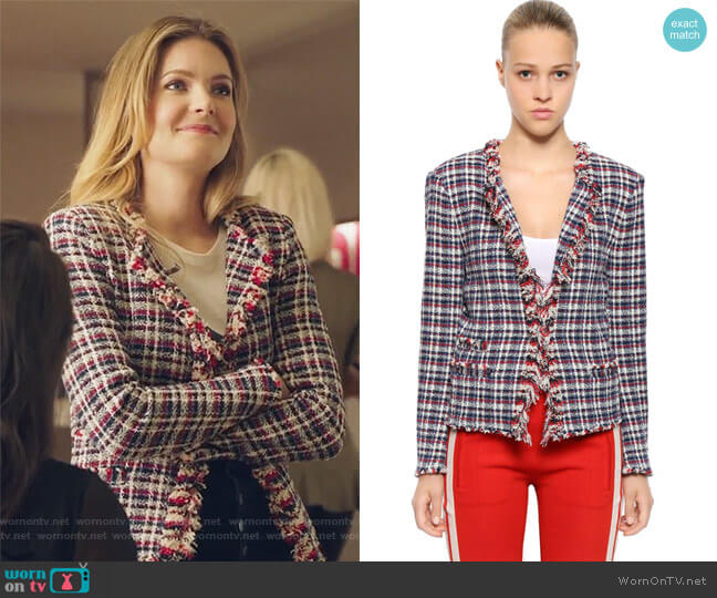 Isabel Marant Etoile Checked Tweed Jacket worn by Sutton (Meghann Fahy) on The Bold Type