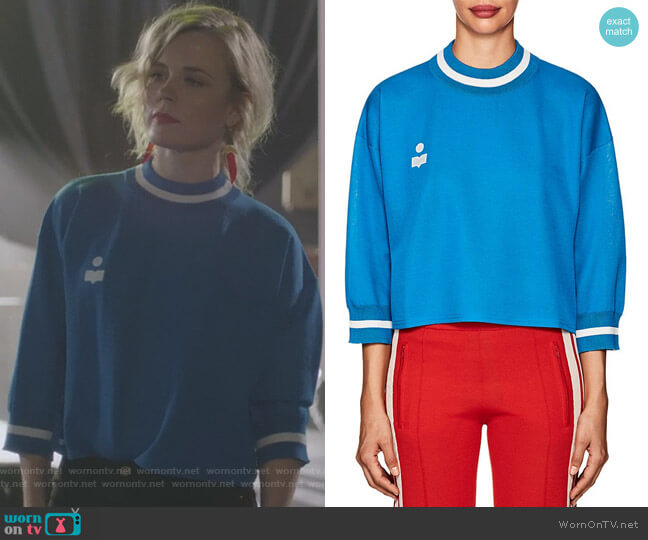 Etoile Isabel Marant Dayton Logo Crop Sweatshirt worn by Ilse de Witt (Ilse DeLange) on Nashville