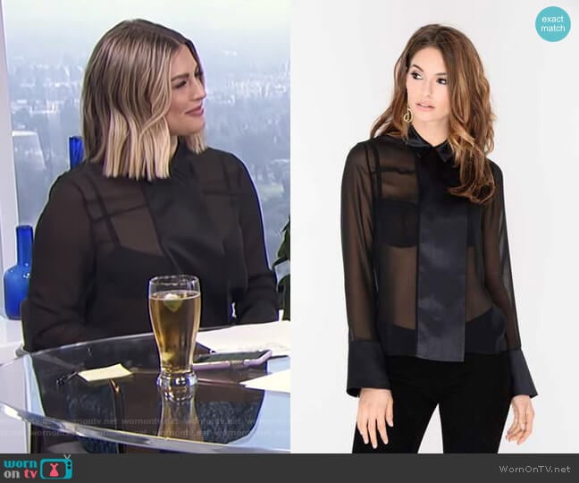 J. Dosi Regina Silk Blouse worn by Carissa Loethen Culiner on E! News