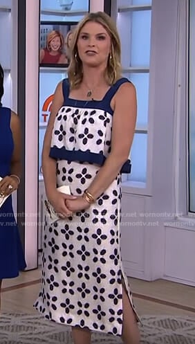 Jenna’s white beetle print midi dress on Today